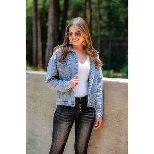 NEW JESS LEA glitzy gal denim jacket in blue